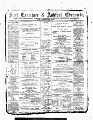 cover page of Kent County Examiner and Ashford Chronicle published on December 28, 1888