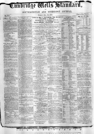 cover page of Tunbridge Wells Standard published on November 23, 1877