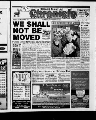 cover page of Cannock Chase Chronicle published on December 25, 2003