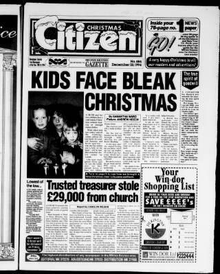 cover page of Newport Pagnell Citizen published on December 22, 1994