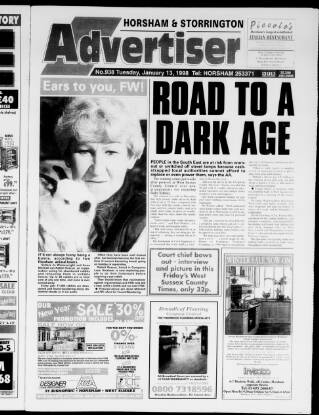 cover page of Horsham Advertiser published on January 13, 1998